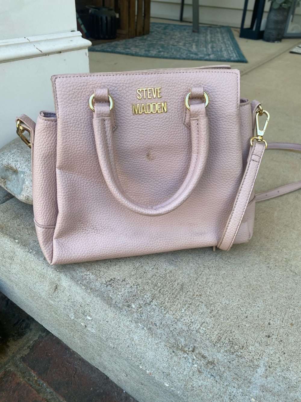 Steve Madden Blush Pink Pebbled Satchel with Gold Hardware